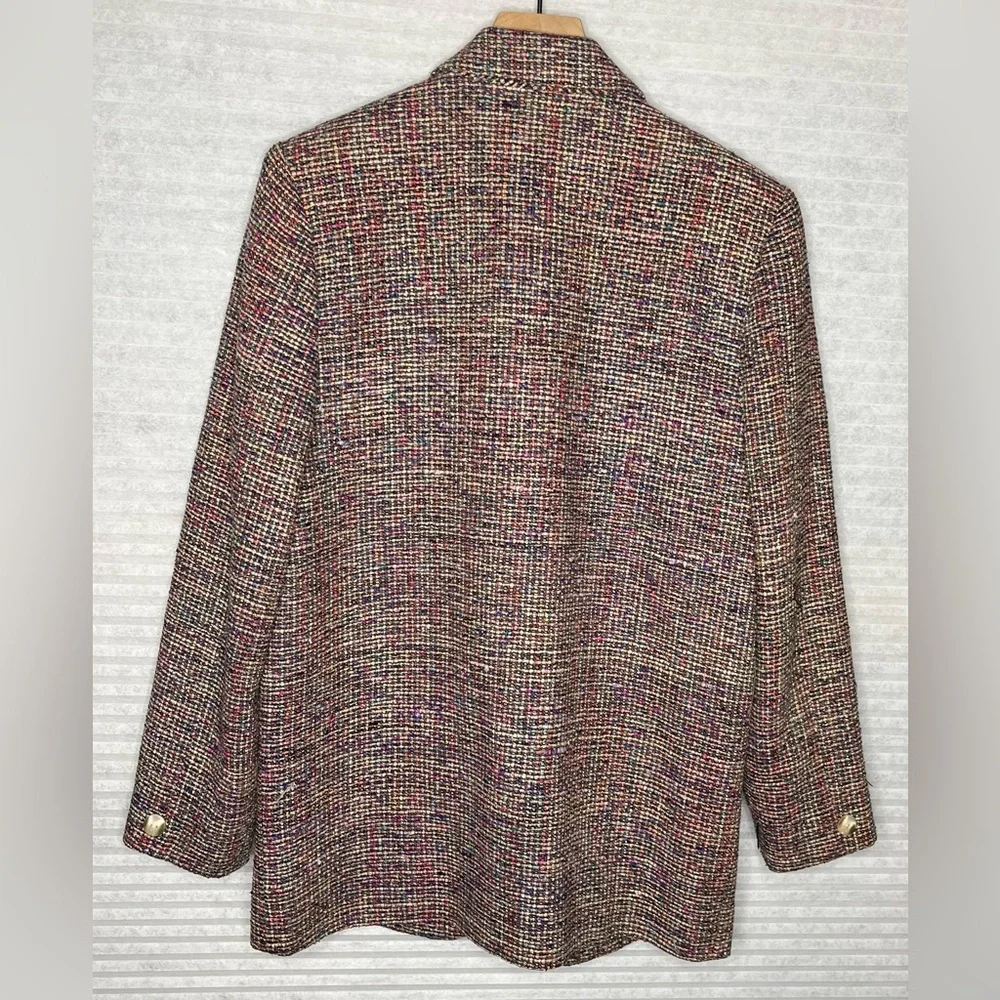 AMBIANCE New York Vintage Tweed Silk Women’s Blazer Jacket multicolor size M - Picture 5 of 14